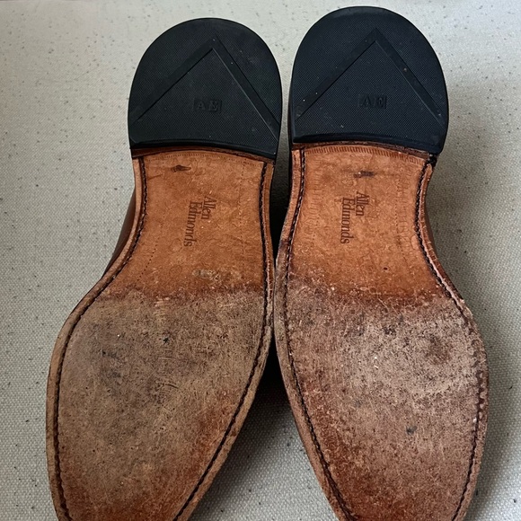 Allen Edmonds Jomoc Brown Leather Plain Toe Derby Dress Shoes - Men's Size 9 D - Picture 5 of 6